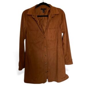 Forever 21 Brown Button-Up Suede Jacket Size: M